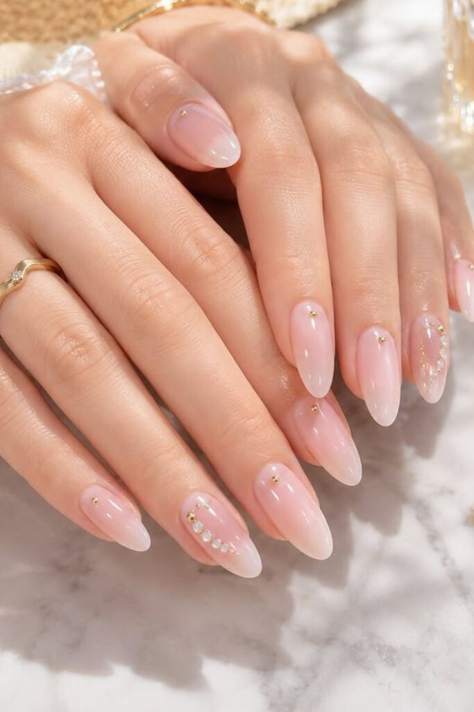 Glossy-Clear-Pink-nails