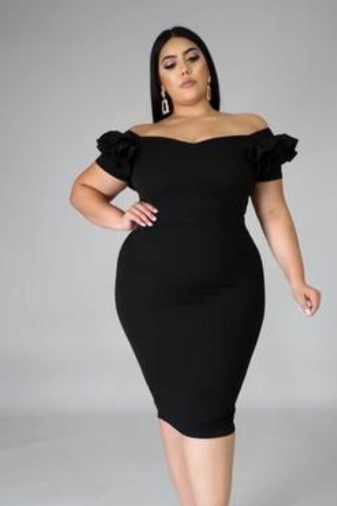 Plus-Size-Black-cold-shoulder-midi-Dress-Ideas