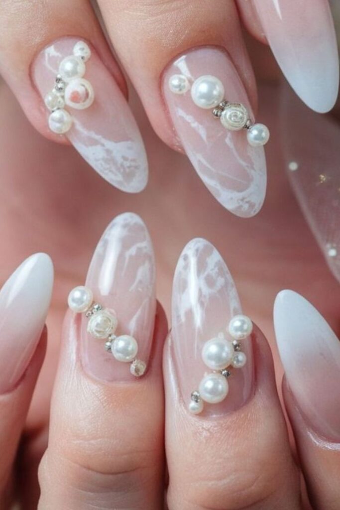 White-Marble-Nails-with-Pearl-Accents